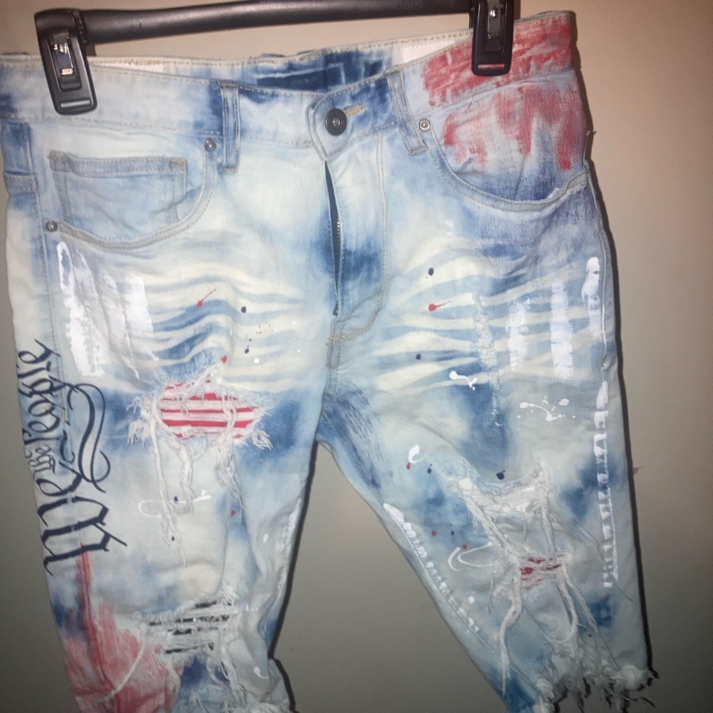 Bleached denim shorts